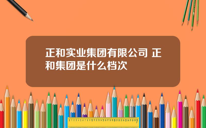 正和实业集团有限公司 正和集团是什么档次